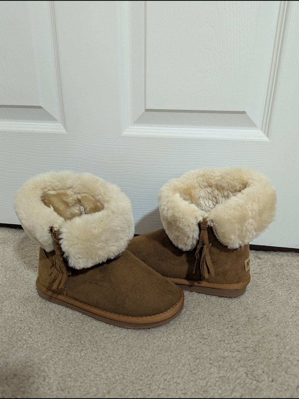 Kids Cozy Shearling-Lined Suede Booties - Brown